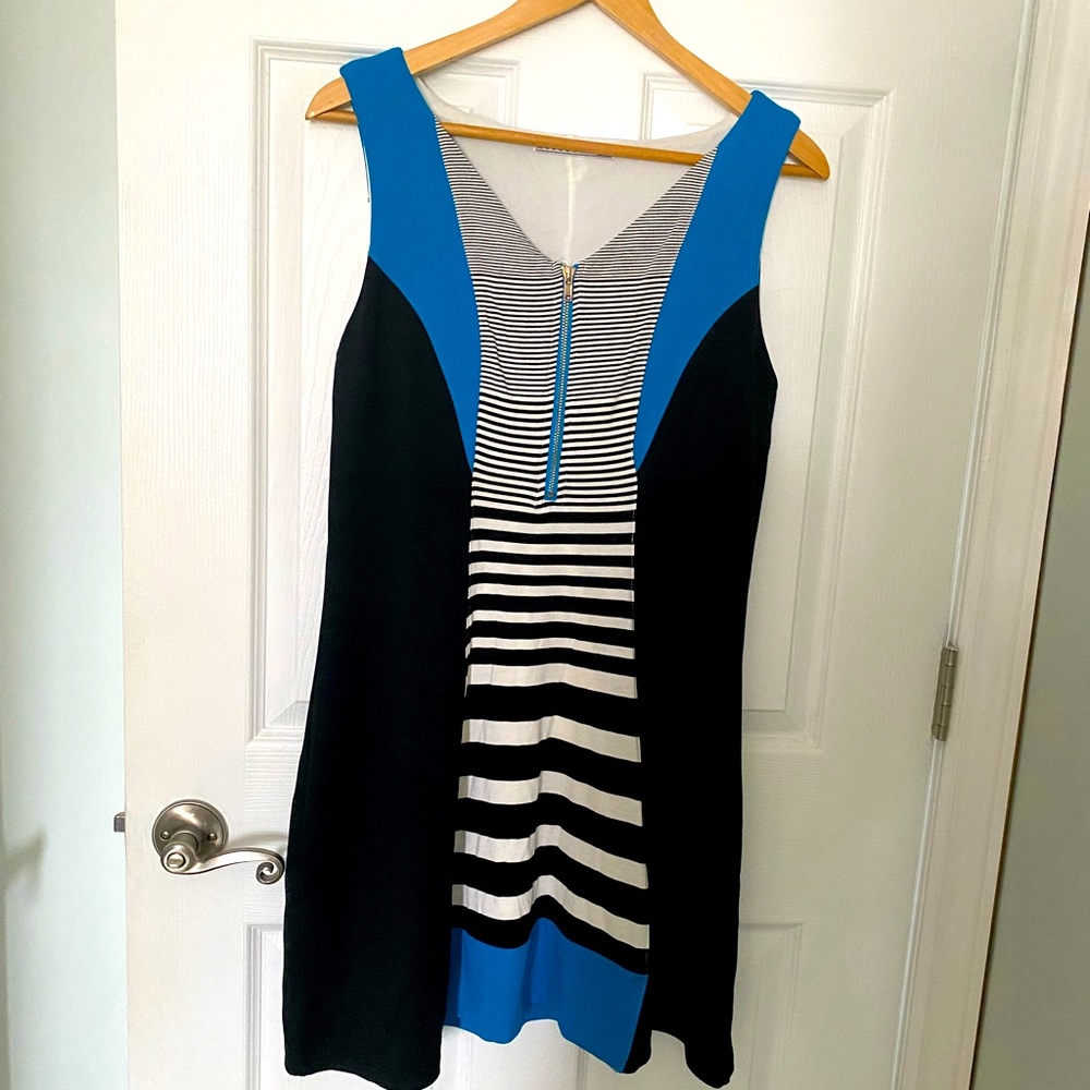 Cute black and white dress with blue accents
